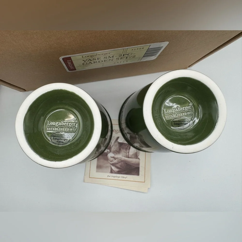 Longaberger | Garden Set 2 Sm Vases 💚Green💚